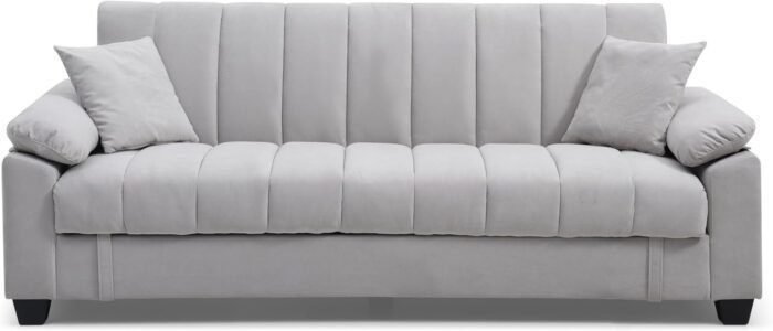 Contemporary Channel Tufted Sleeper Sofa Bed Oversized Convertible Couch with Storage Space