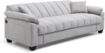 Contemporary Channel Tufted Sleeper Sofa Bed Oversized Convertible Couch with Storage Space