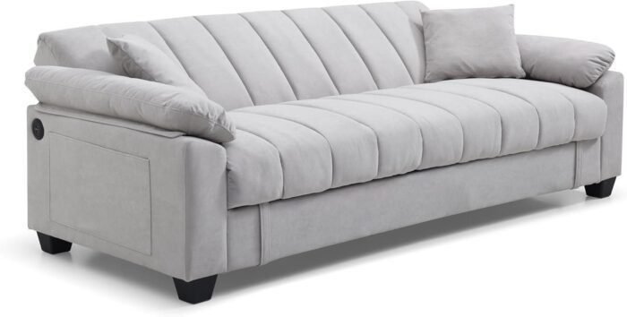 Contemporary Channel Tufted Sleeper Sofa Bed Oversized Convertible Couch with Storage Space