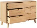 Mid-Century Modern Grooved Handle Wood 6-Drawer Dresser, 52 Inch, Natural Pine