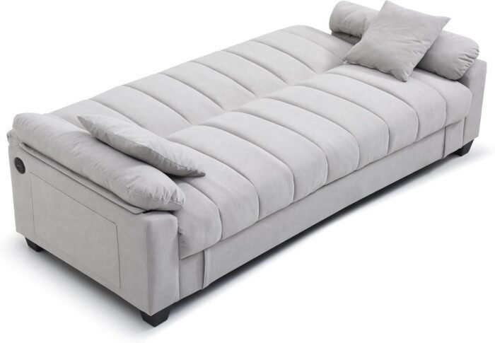 Contemporary Channel Tufted Sleeper Sofa Bed Oversized Convertible Couch with Storage Space