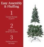 Pencil Christmas Tree, Partially Flocked & Frosted Slim Holiday Tree Decoration w/White