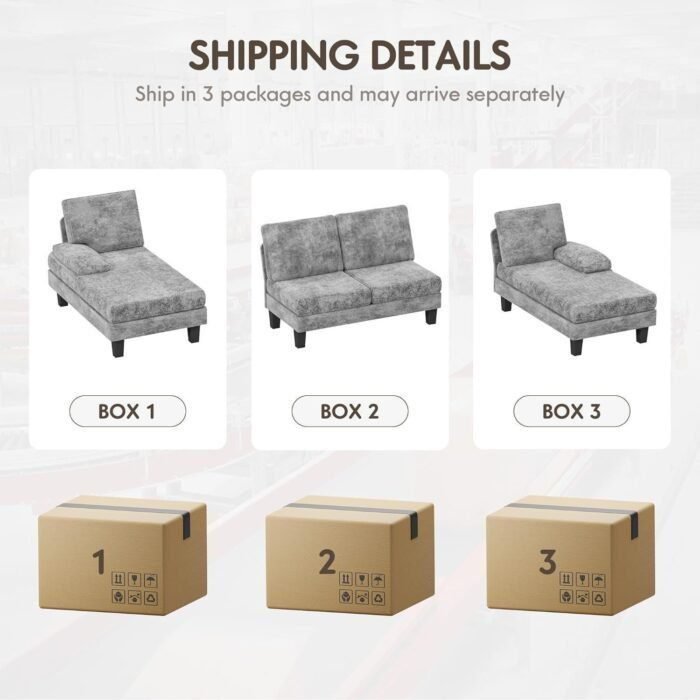 Convertible Sectional Sofa U-Shaped Couch with Soft Modern Cotton Chenille Fabric for Living Room