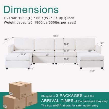 Couches for Living Room, Modular Couch with Storage, Memory Foam, Convertible U Shaped