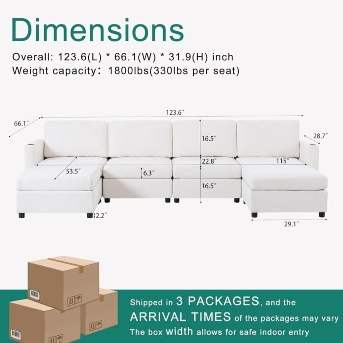 Couches for Living Room, Modular Couch with Storage, Memory Foam, Convertible U Shaped