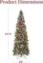 Pencil Christmas Tree, Partially Flocked & Frosted Slim Holiday Tree Decoration w/White