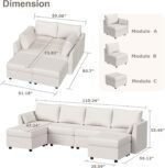 Modular Sectional Sofa with Storage, Convertible 6 Seat Sectional Couches for Living Room, U Shaped Sectional Sofa with Chaise