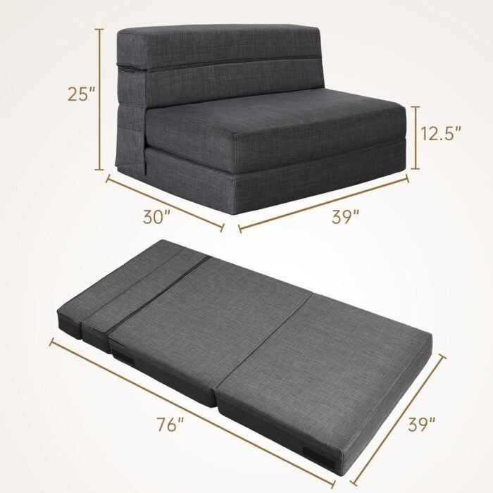 Nigoone Fold Sofa Bed Couch Twin Size with Pillow Memory Foam Convertible Sleeper Chair Bed Futon Lazy