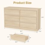 6 Drawer Dresser for Bedroom, Wooden Double Dresser Organizer with Storage Freestanding, Modern Chest of Drawers