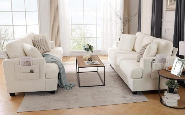 Deep Seat Sofa 89 Inch with Throw Pillow, Modern Sofa, Couches for Living Room