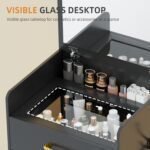 3 in 1 Vanity Desk with Plip Top Mirror,Compact Makeup Vanity with 3 Drawers,Cushioned Tool