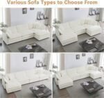 L Shaped Couch Set for Living Room, 3-Seater Comfy Cloud Couches with Movable Ottoman