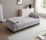 Contemporary Channel Tufted Sleeper Sofa Bed Oversized Convertible Couch with Storage Space