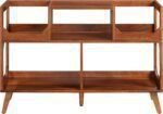 Modern Media Console Record Player Stand, Storage for Vinyl Records, Walnut