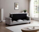 Contemporary Channel Tufted Sleeper Sofa Bed Oversized Convertible Couch with Storage Space