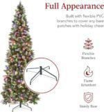 Pencil Christmas Tree, Partially Flocked & Frosted Slim Holiday Tree Decoration w/White