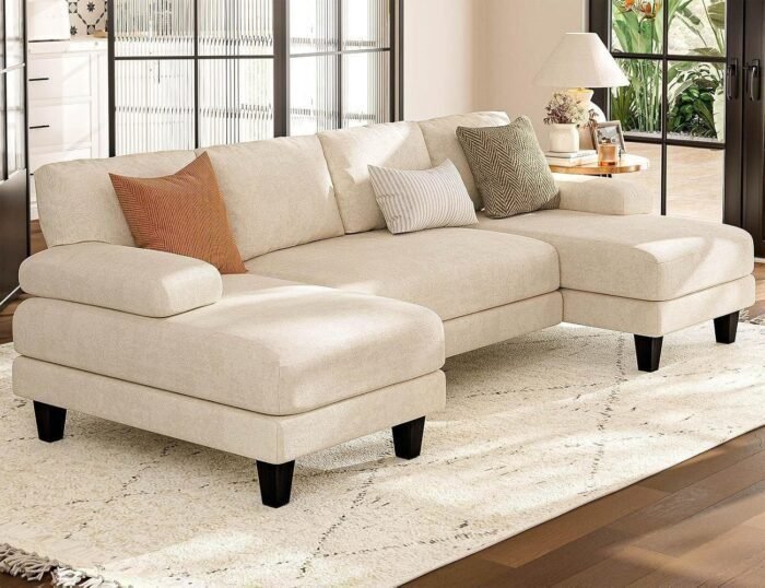 U Shaped Sectional Couches for Living Room, 111 Inch Modular Sofa with Double Chaise