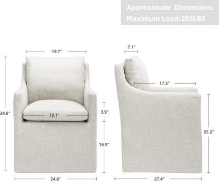 Dining Chair,Linen Accent Chair for Living Room,Single Sofa Chair with 4 Casters,Upholstered Arm Chair for Bedroom Reading Room