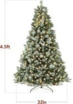 4.5ft Pre-Lit Scotch Pine Christmas Tree, Premium Frosted Pre-Decorated Artificial Holiday Decor w/ 396 Branch Tips