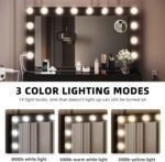 Makeup Vanity Set with Lighted Mirror, Power Outlet and 14 Lights, Vanity Desk with 9 Drawers, 3 Color Modes Available for Bedroom