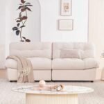 80" Chenille Cloud Deep Seat Overstuffed Couches for Living Room, Cozy Comfy Cloud Sofa with Solid Wood Frame