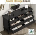 Dresser for Bedroom, 7 Drawers Dresser with Distinctive Wooden Legs & Black Paint Finish