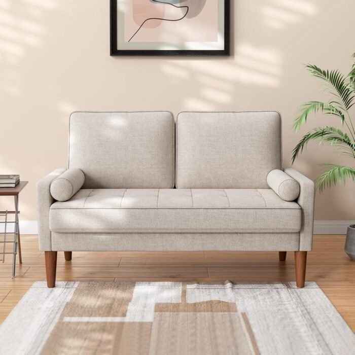 48" Small Sofa Couch Mid Century Modern Couch for Small Spaces, Bedroom and Living Room