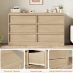 6 Drawer Dresser for Bedroom, Wooden Double Dresser Organizer with Storage Freestanding, Modern Chest of Drawers