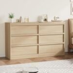 6 Drawer Dresser for Bedroom, Wooden Double Dresser Organizer with Storage Freestanding, Modern Chest of Drawers