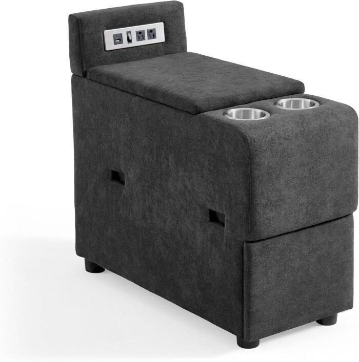 Versatile Console for Rubik I Modular Sectional Sofa, Multifunctional Side Table Integrated Power, Cup Holders