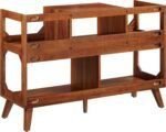 Modern Media Console Record Player Stand, Storage for Vinyl Records, Walnut