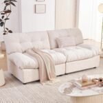 80" Chenille Cloud Deep Seat Overstuffed Couches for Living Room, Cozy Comfy Cloud Sofa with Solid Wood Frame