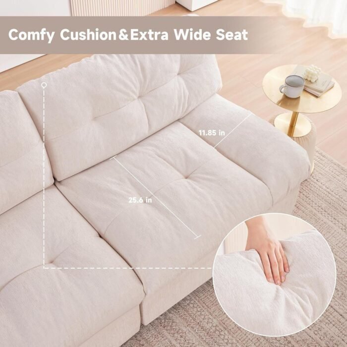 80" Chenille Cloud Deep Seat Overstuffed Couches for Living Room, Cozy Comfy Cloud Sofa with Solid Wood Frame