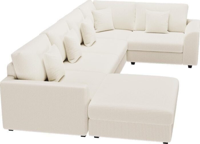 Oversized U Shaped Couch, Convertible Sleeper Sofa, 6 Seat Sofa with Chaise, Deep Seat Comfy Cloud Couch