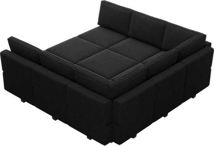 Modular Sectional Sofa with Ottomans Velvet Reversible Sleeper Chaise Bed Storage Seat