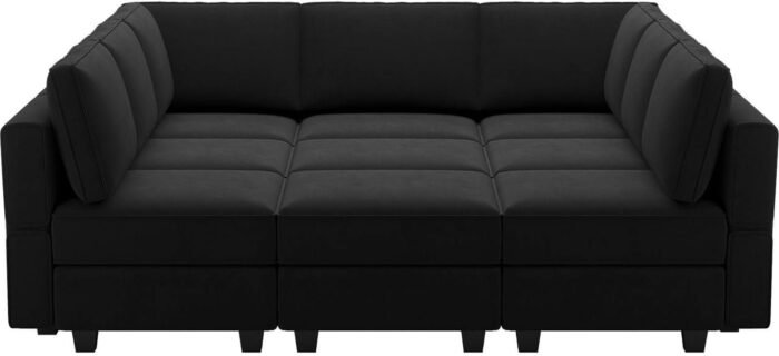 Modular Sectional Sofa with Ottomans Velvet Reversible Sleeper Chaise Bed Storage Seat