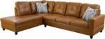 L-Shaped Sectional Sofa Set 5-Seat Luxurious Faux Leather Couches for Living Room, Left Facing Chaise with Pillows