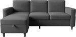 Sectional Sofa Couches for Living Room - 78'' Dark Grey 3 Seat L-Shaped Couch with Storage Ottoman