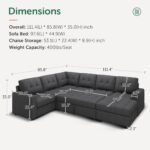 Sectional Sleeper Sofa Pull Out Bed with Storage Chaise, Sleeper Sectional Sofa Couch