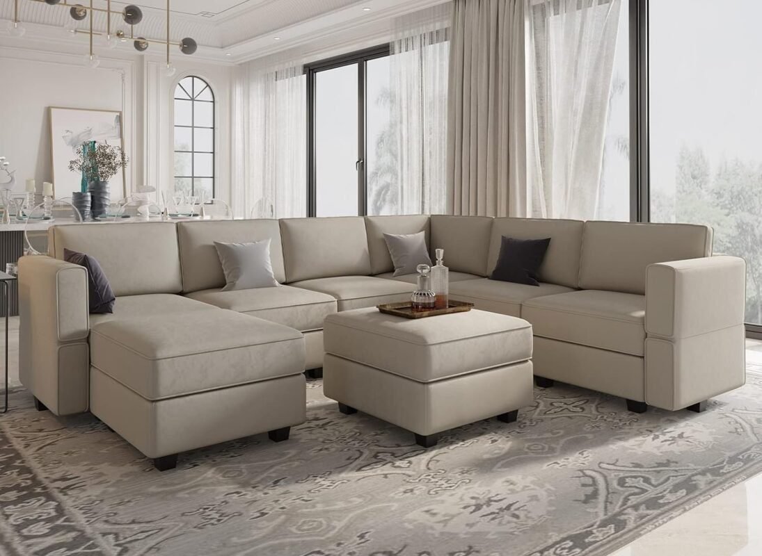 Modular Sectional Sofa with Storage Seat Oversized U Shaped Couch with Reversible Chaise Sofa Set with Ottoman