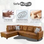 L-Shaped Sectional Sofa Set 5-Seat Luxurious Faux Leather Couches for Living Room, Left Facing Chaise with Pillows