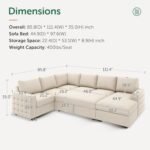 Sleeper Sectional Sofa with Storage Chaise U Shaped Sectional Couch for Living Room