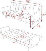 Convertible Futon Sofa Bed Loveseat Sleeper, Velvet Upholstery Couch with Adjustable Back & Metal Legs