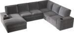 112 inch Sectional Sofa, Oversized Sofa with Storage Chaise, U Shaped Sofa Couch with USB Ports