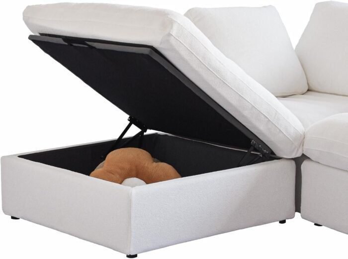 L Shaped Sofa Couch with Storage Ottoman,Minimalist Wide Deep Seat Couches