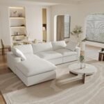 L Shaped Sofa Couch with Storage Ottoman,Minimalist Wide Deep Seat Couches