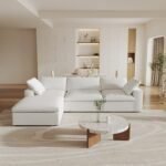 L Shaped Sofa Couch with Storage Ottoman,Minimalist Wide Deep Seat Couches