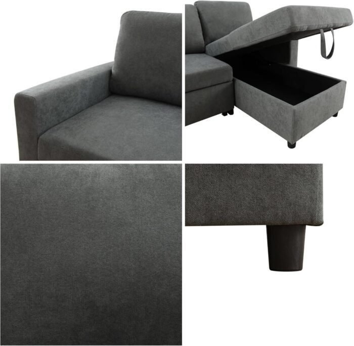 GlasFlength Sofa Bed Pull Out Couch, Lounge L Shaped Sleeper Sofa with Reversible Storage Chaise