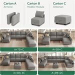 Modular Sectional Sofa with Storage, Sleeper Sectional Sofa Modular Sectional Couch for Living Room