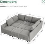 Modular Sectional Sofa with Storage, Sleeper Sectional Sofa Modular Sectional Couch for Living Room